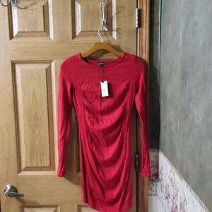 Express Red Long Sleeve Dress